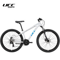 悠诗诗UCC运动自行车阿帕奇HD山地车铝合金车架27.5轮径油压碟刹禧玛诺变速 星际白 330mm/S身高145-165