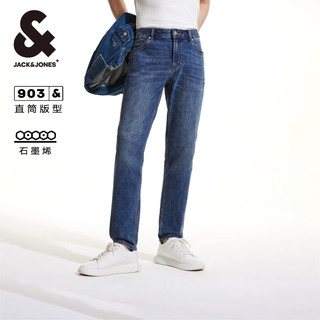 杰克·琼斯（JACK&JONES）903直筒牛仔裤男高端石墨烯裤子抑菌科技休闲男裤四季款衣服男装 中牛仔蓝JIM1 MED DENIM BLUE 180/86A/LRW