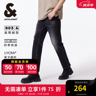 杰克·琼斯（JACK&JONES）903直筒牛仔裤男四季恒温微弹高档男士裤子品牌小脚男裤 深灰牛仔A16 常规 180/86A/LRW