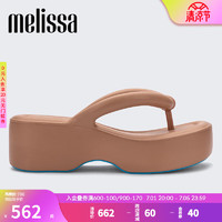 Melissa（梅丽莎）Free系列时尚简约可爱女士面包拖鞋33772 棕色/蓝色 (AX100) 36