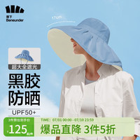蕉下(beneunder)渔夫帽女防晒帽遮阳帽女太阳帽男帽子防紫外线大帽檐倍护 油画蓝