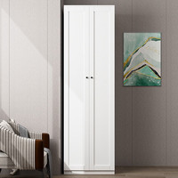 来福士家用衣柜60cm深北欧简约钢制组合卧室衣柜小型衣橱带抽收纳储物柜 双门双挂衣  高200*宽60*深60cm