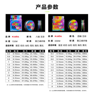 KAIDA  五彩四编八编PE线强拉力路亚线远投顺滑耐磨鱼线高密度编织鱼线