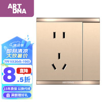雅点（ART DNA） 开关 连体开关面板联体单联开关 一至五位大面板 香槟金 A76 一开五孔