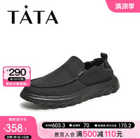 他她（TATA）2024夏时尚百搭男士休闲布鞋OAT02BM4 黑色 37