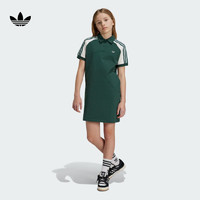 adidas宽松撞色运动翻领短袖POLO连衣裙女大童儿童阿迪达斯三叶草 矿物绿/汉玉白 128CM