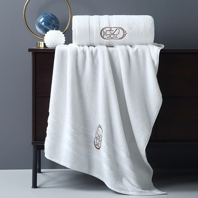 雪仑尔 酒店长绒棉浴巾柔软吸水不掉毛成人纯棉大浴巾男女加厚大毛巾 白色 140cm*80cm*600g