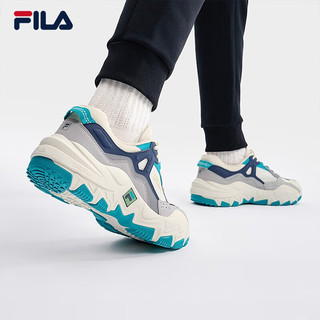 FILA 斐乐RAVAGEMENT 2男鞋复古运动鞋夏款轻便跑步鞋 白芦笋/徽章蓝-WI 41