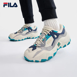 FILA 斐乐RAVAGEMENT 2男鞋复古运动鞋夏款轻便跑步鞋 白芦笋/徽章蓝-WI 41