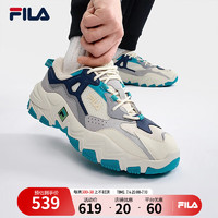 FILA 斐乐RAVAGEMENT 2男鞋复古运动鞋夏款轻便跑步鞋 白芦笋/徽章蓝-WI 41