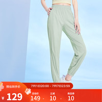 骆驼（CAMEL）冰丝凉感防晒运动裤女士薄款夏季休闲透气束脚宽松速干长裤男 JC22252007，浅桑绿，女 XL