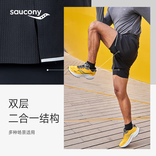 Saucony索康尼DUO科技运动短裤男四面弹高弹力男士运动裤跑步短裤下装 正黑色【DUO系列-有内衬】 L(175/84A)