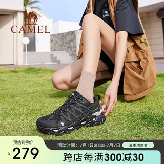 骆驼（CAMEL）【丁真同款清岩】登山鞋男女透气户外运动鞋防滑耐磨低帮徒步鞋 黑色，女 37