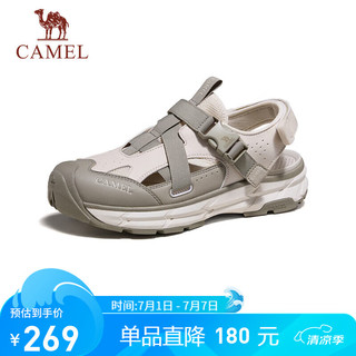 骆驼（CAMEL）透气回弹缓震户外休闲机能徒步凉鞋男 G14M171697 米白/绿 41 