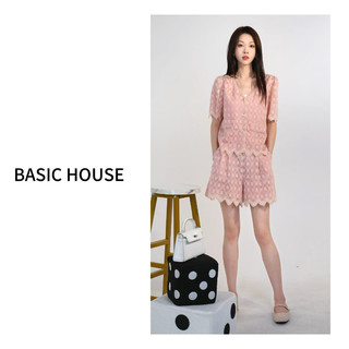 Basic House/X百家好夏气质时尚韩版小香V领蕾丝套装-B0624A51672 粉色 S85-100斤