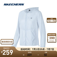 斯凯奇（Skechers）御光丨运动外套男女同款夏季梭织连帽科技舒爽透气 女款-氙气蓝/0356 XL