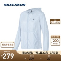 斯凯奇（Skechers）御光丨运动外套男女同款夏季梭织连帽科技舒爽透气 女款-氙气蓝/0356 L