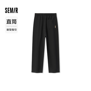 森马（Semir）休闲裤男秋季简约复古宽松直筒长裤时尚校园风裤子松弛感抽绳 黑色90001 175/80A/L