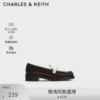 CHARLES&KEITH复古拼色漆皮乐福鞋单鞋CK1-70900493 Dark Brown深棕色 37