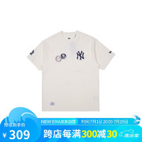 NEW ERA 纽亦华 男女情侣款 MLB系列纽约洋基队印花圆领短袖T恤 13559698