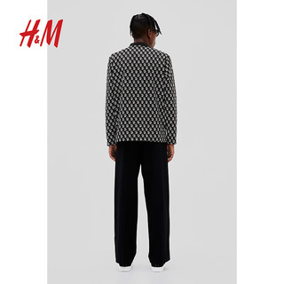 H&M【迪士尼系列】男装上衣标准版型提花针织Polo衫1176574 黑色/Disney100 165/84