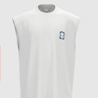 URBAN REVIVO 男士休闲趣味减龄刺绣宽松无袖T恤 UMY440008 本白 M