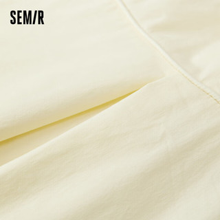 森马（Semir）连衣裙女纯色质感百搭季时尚方领短裙女士优雅107423114030 浅黄30001