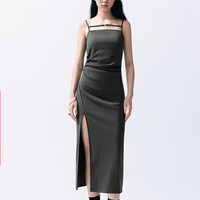 URBAN REVIVO 女士潮流辣妹风修身显瘦吊带连衣裙 UWV740106 深灰 XL