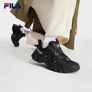 FILA 斐乐FLUID V复古运动鞋男2024春猫爪鞋休闲鞋老爹鞋 黑-BK 42