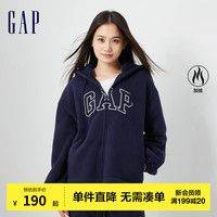 Gap女装秋冬LOGO抱抱绒宽松运动卫衣807025休闲连帽衫 海军蓝 165/88A(S)