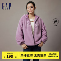 Gap女装秋冬LOGO抱抱绒宽松运动卫衣807025休闲连帽衫 紫色 165/84A(XS)