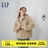 Gap女装秋冬LOGO抱抱绒宽松运动卫衣807025休闲连帽衫 浅棕色 165/84A(XS)