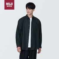 无印良品（MUJI）男式 麻混 长袖衬衫 男士衬衣外套早春AC1XAA4S 黑色 L