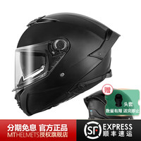 MTHELMETS西班牙MT雷神4夏季大尾翼透气摩托车头盔赛车双镜四季男女帽 磨砂黑 XL(57-58) 磨砂黑（默认透明镜）