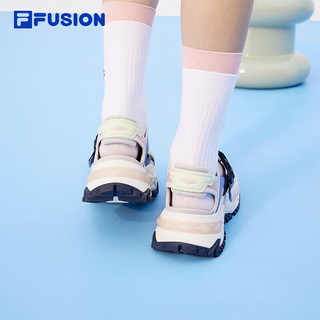 FILA FUSION斐乐潮牌女鞋硬糖凉鞋2024夏休闲厚底鞋运动鞋 烟玫瑰粉/蓝冰-RB 37.5