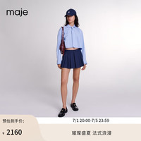 Maje2024秋冬款女装时尚气质美拉蓝条纹百褶裙裤短裤MFPSH00570 深蓝色 T38