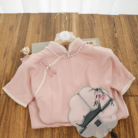 俏娘鱼复古风粉色提花短袖旗袍2024年春夏日常可穿改良淑女范 粉色(裙长132左右) L