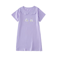 棉花堂 女童空调服小童连衣裙 浅紫小猫