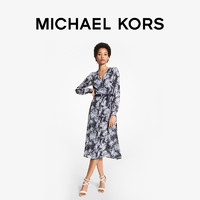 【】MICHAEL KORS 女士棕榈叶印花茶歇裙连衣裙含腰带