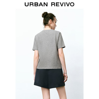 URBAN REVIVO 女款都市休闲简约撞色字母印花T恤 UWU440104 花灰 M