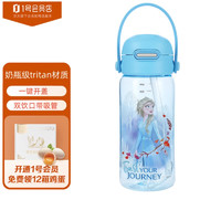 Disney 迪士尼 水杯儿童塑料杯带吸管大容量750ml运动水壶学生双饮 蓝