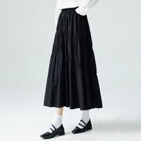 设计感抽褶不规则分割半身裙2024春季法式气质百搭伞裙子