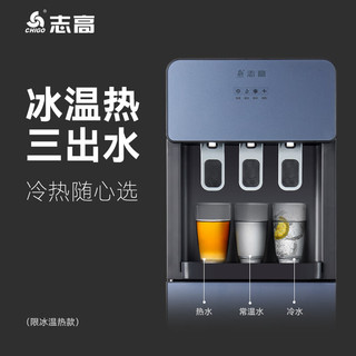 志高饮水机下置式家用立式温热型快速加热下置水桶饮水器 咖啡金 温热型