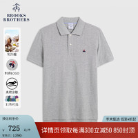 布克兄弟（BrooksBrothers）男24夏刺绣logo纯棉休闲翻领短袖Polo衫 0007-灰色 L