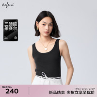 伊芙丽（eifini）伊芙丽三醋酸圆领条纹背心针织衫女2024夏装通勤上衣 深灰 155/80A/S