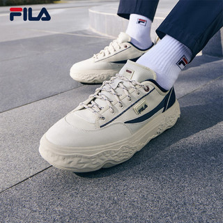 FILA 斐乐男ROCK摩登帆布鞋2024夏时尚休闲鞋 米黄色/浆果蓝-AB 43