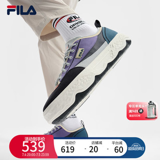 FILA 斐乐男ROCK摩登帆布鞋2024夏时尚休闲鞋 传奇蓝/龙胆草紫-NG 41