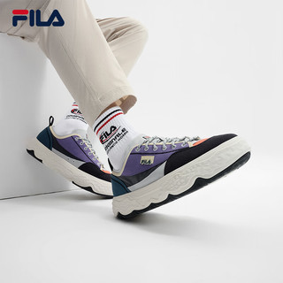 FILA 斐乐男ROCK摩登帆布鞋2024夏时尚休闲鞋 传奇蓝/龙胆草紫-NG 43