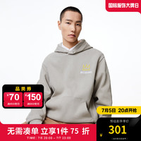 杰克·琼斯（JACK&JONES）春季男装BSQ联名潮宽松连帽上衣运动卫衣长袖打底衫男士衣服 花灰 185/104A/XL