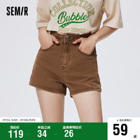 森马（Semir）牛仔裤女纯色百搭时尚潮流夏季高腰显瘦短裤109323122002 24 咖色调00355